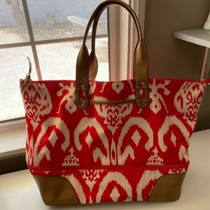 Stella and Dot Red Ikat Weedend Bag